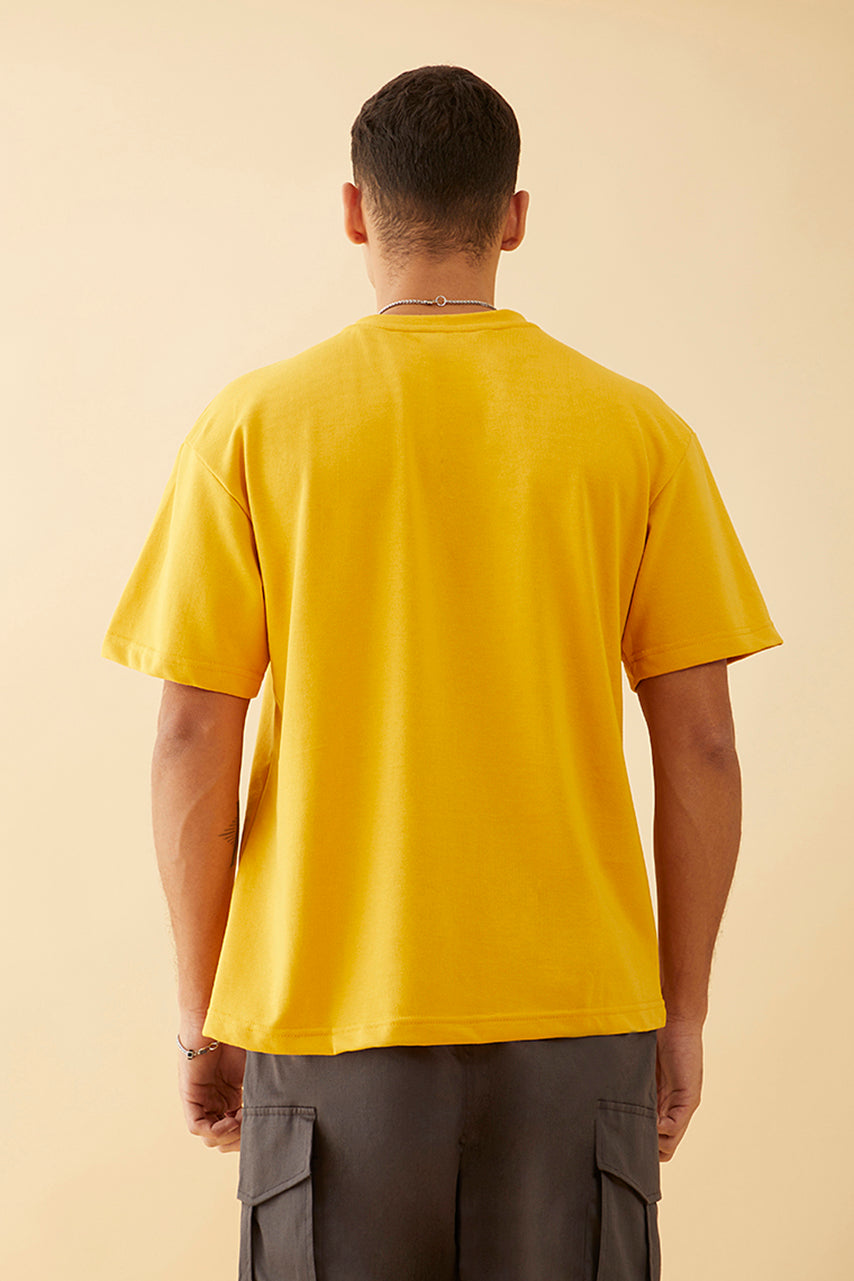 Oversized Mustard  Graphic Printed T-Shirt - Wild and Free