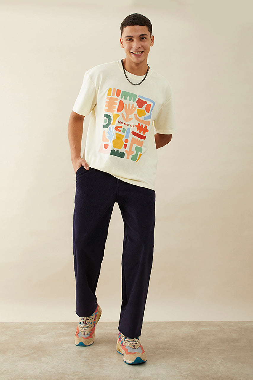 Oversized Off-White Graphic Printed T-Shirt - You Matter