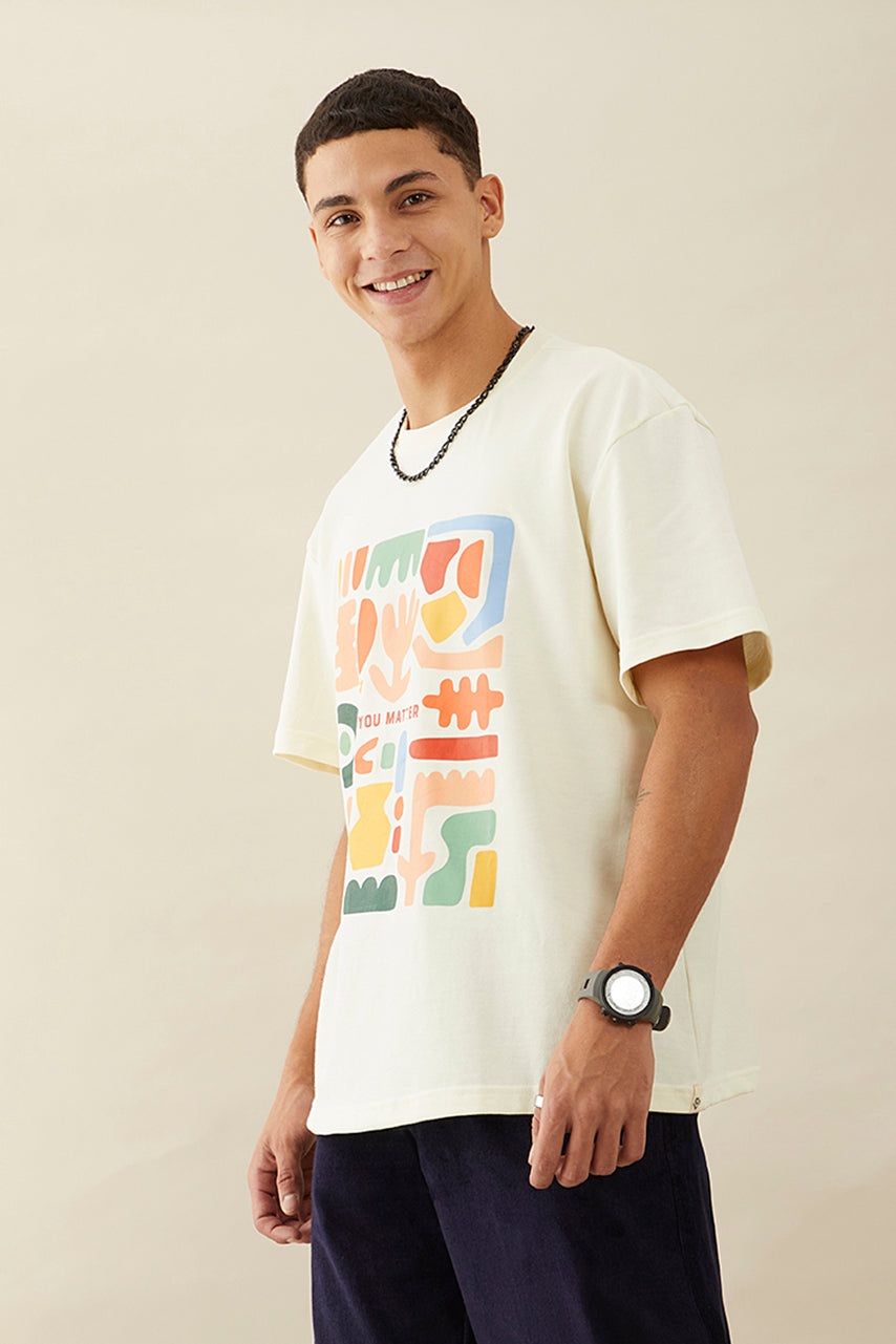 Oversized Off-White Graphic Printed T-Shirt - You Matter