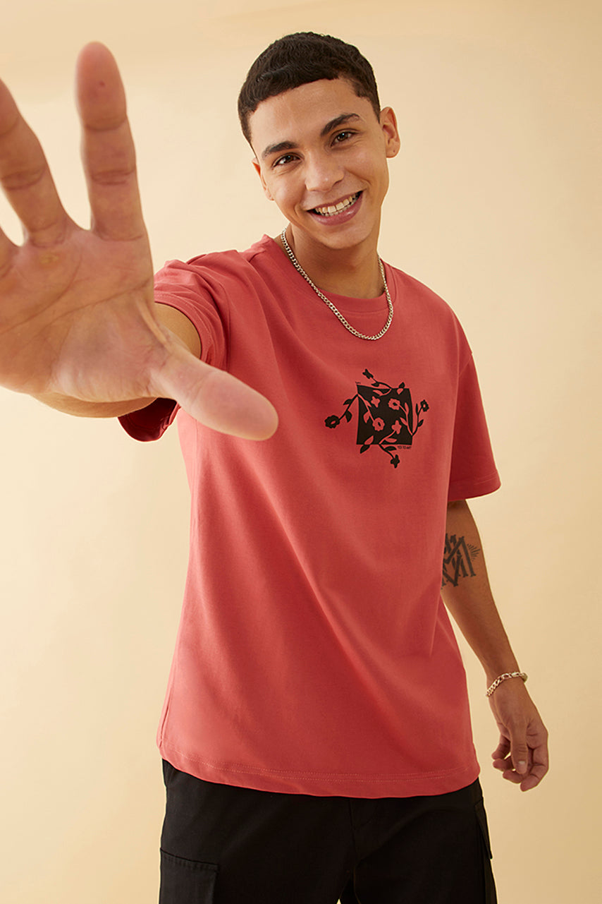 Oversized Red  Graphic Printed T-Shirt - Say Yes to Art
