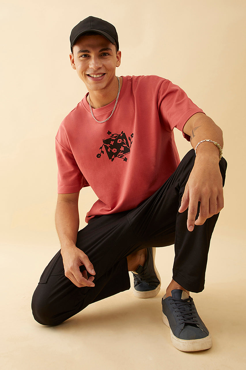 Oversized Red  Graphic Printed T-Shirt - Say Yes to Art