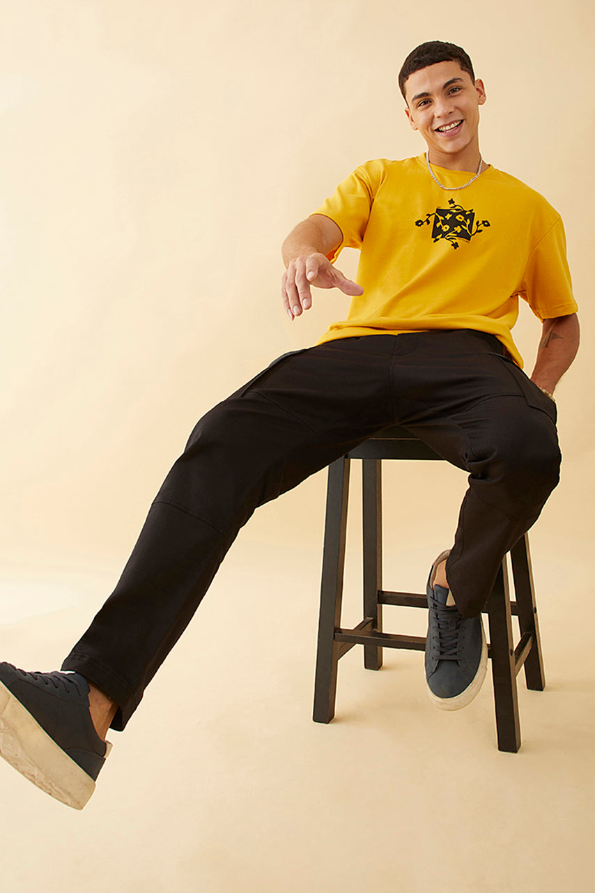Oversized Mustard  Graphic Printed T-Shirt - Say Yes to Art
