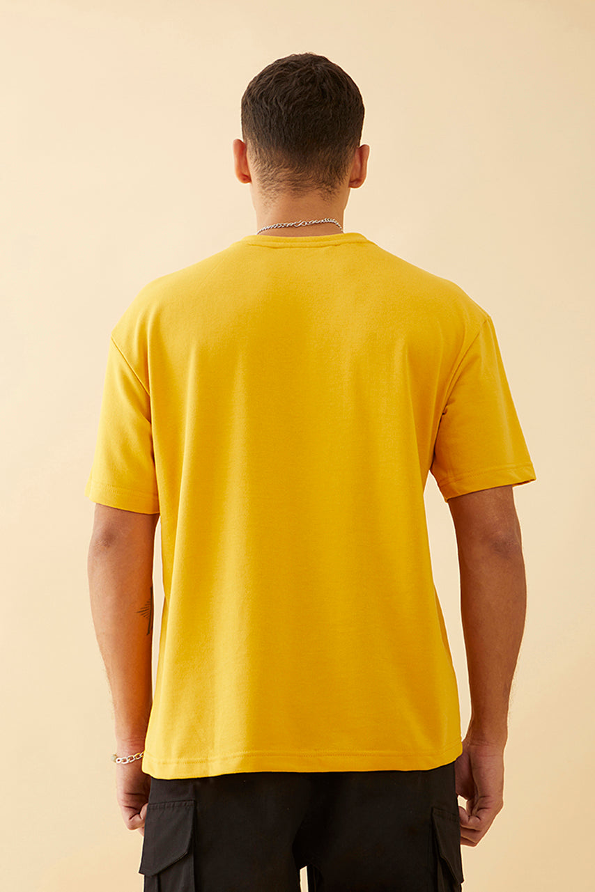 Oversized Mustard  Graphic Printed T-Shirt - Say Yes to Art