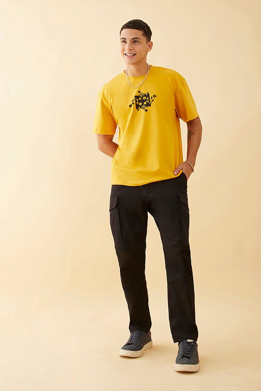 Oversized Mustard  Graphic Printed T-Shirt - Say Yes to Art