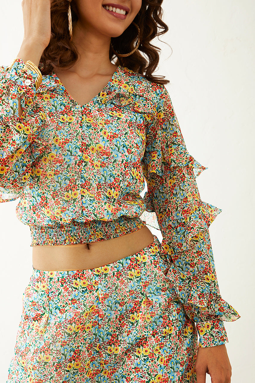 Multicolor Ditsy Floral Printed Pant Co-ord set
