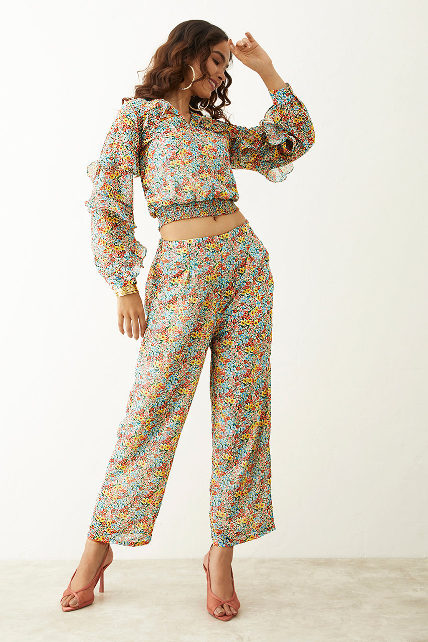 Multicolor Ditsy Floral Printed Pant Co-ord set