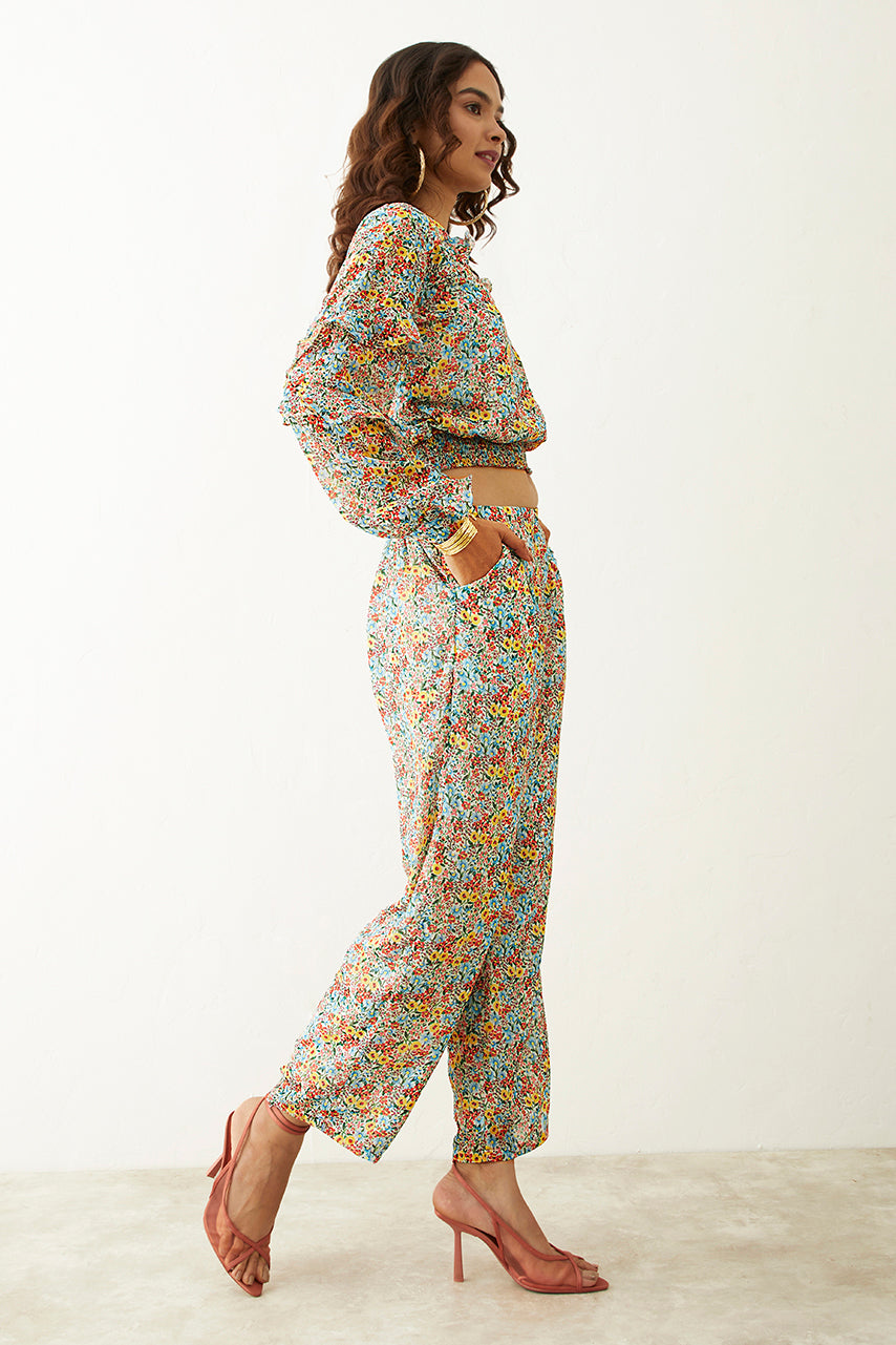 Multicolor Ditsy Floral Printed Pant Co-ord set