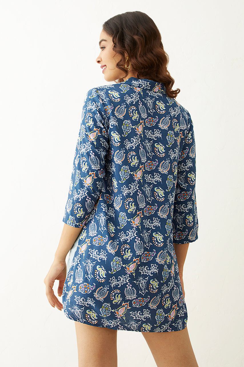 Paisley Printed High low Tunic Top