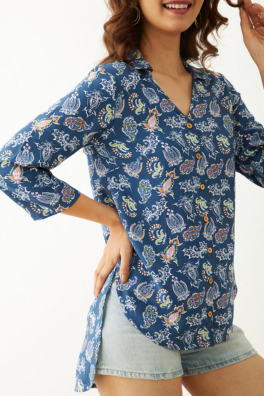 Paisley Printed High low Tunic Top