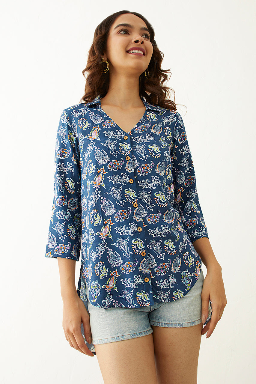 Paisley Printed High low Tunic Top