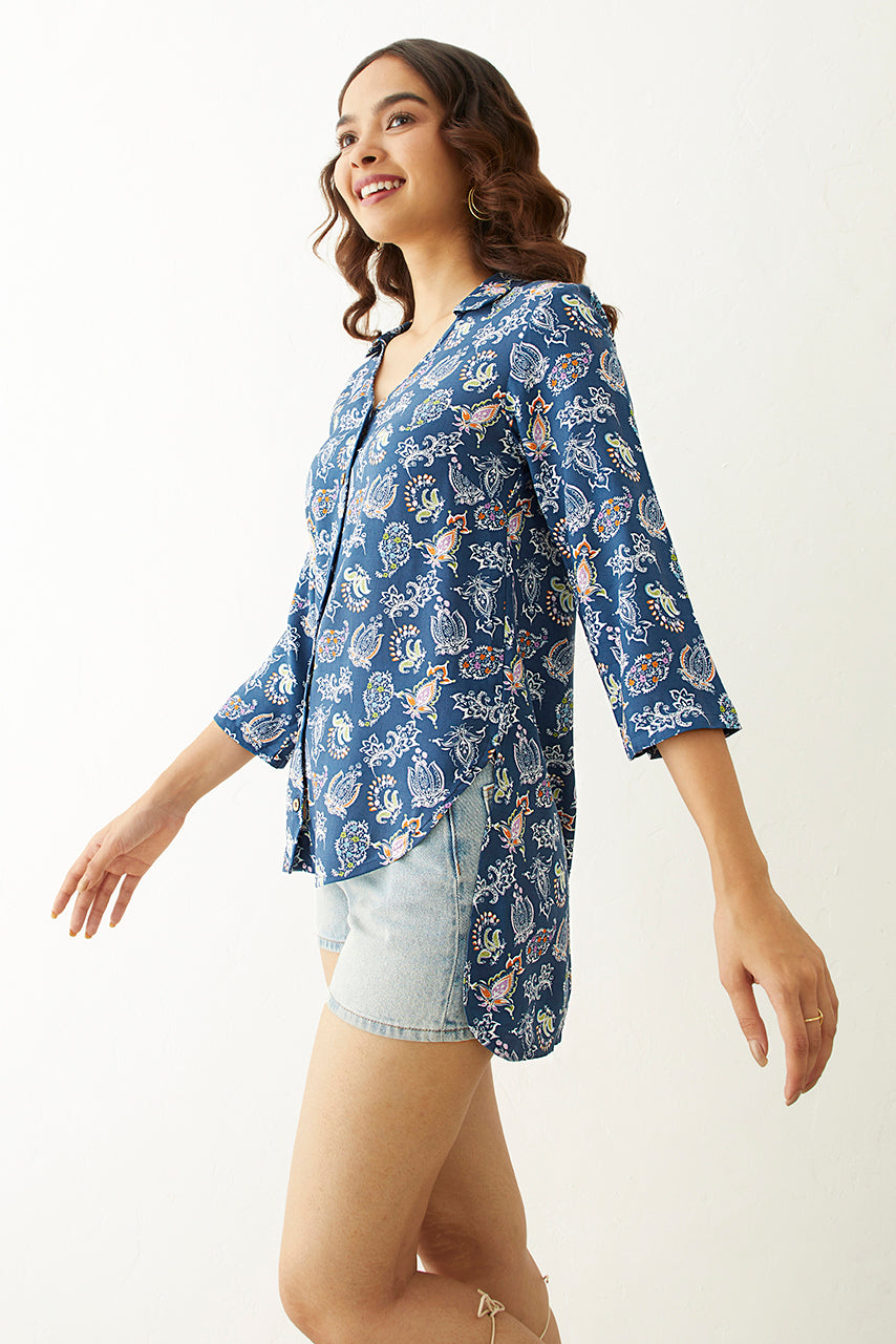 Paisley Printed High low Tunic Top